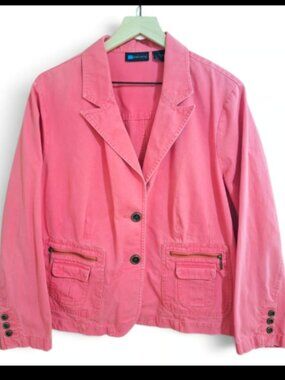 Women's Coral Pink Denim Plus Size Jacket~2XL